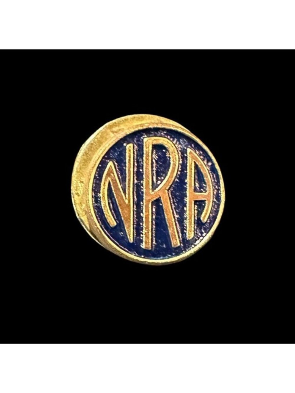 Vintage NRA Gold & Navy Blue Lapel Pin With Pushback Clasp